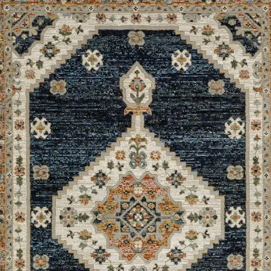 Blue And Orange Medallion Area Rug Photo 9