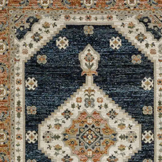 Blue And Orange Medallion Area Rug Photo 9