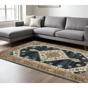 Photo of Blue And Orange Medallion Area Rug