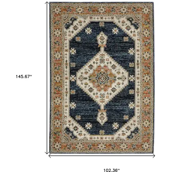 Blue And Orange Medallion Area Rug Photo 3