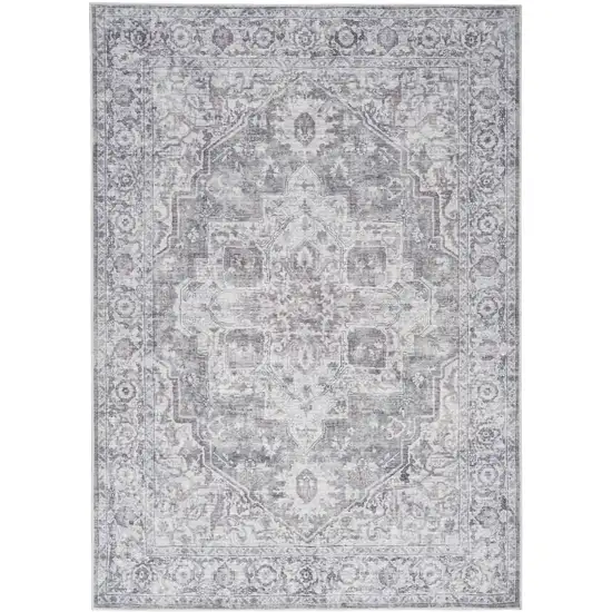 Blue And Pink Floral Power Loom Distressed Washable Area Rug Photo 1