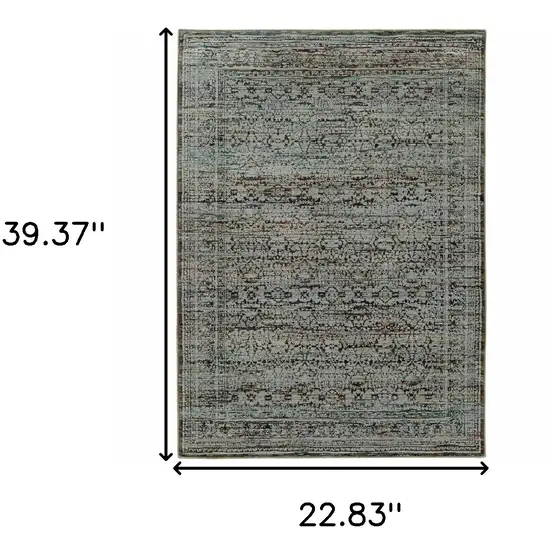 Blue And Purple Oriental Power Loom Stain Resistant Area Rug Photo 5