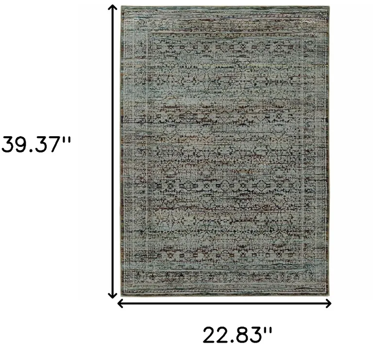 Blue And Purple Oriental Power Loom Stain Resistant Area Rug Photo 5