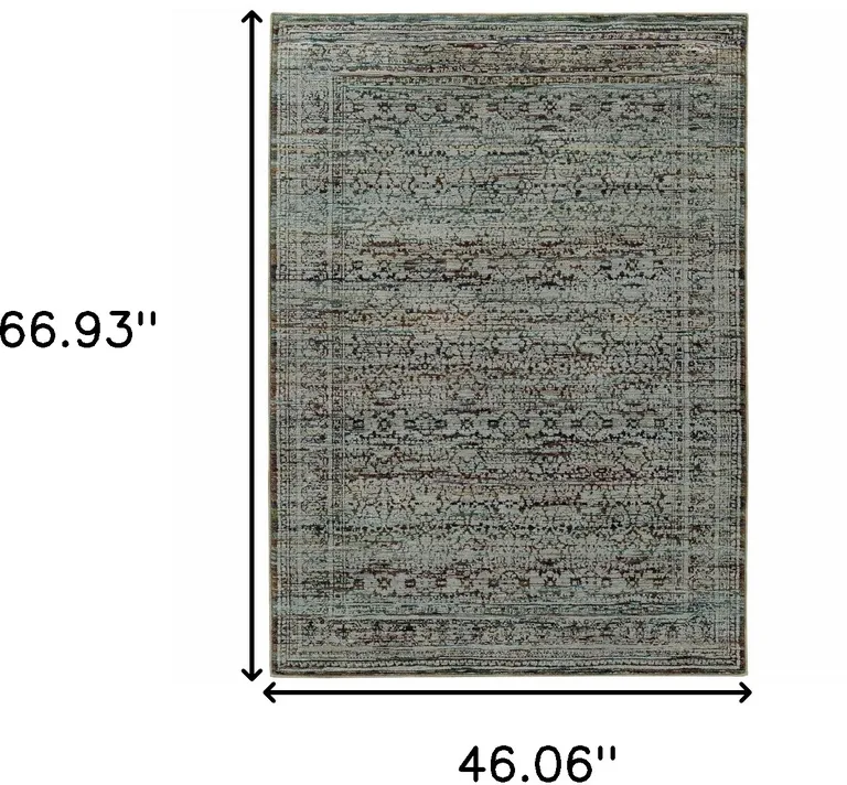 Blue And Purple Oriental Power Loom Stain Resistant Area Rug Photo 5