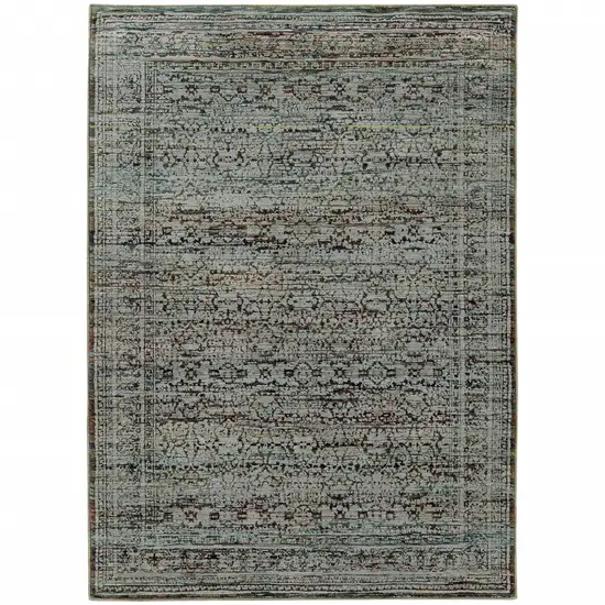 Blue And Purple Oriental Power Loom Stain Resistant Area Rug Photo 1