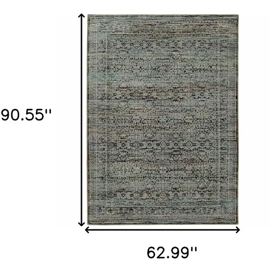 Blue And Purple Oriental Power Loom Stain Resistant Area Rug Photo 5