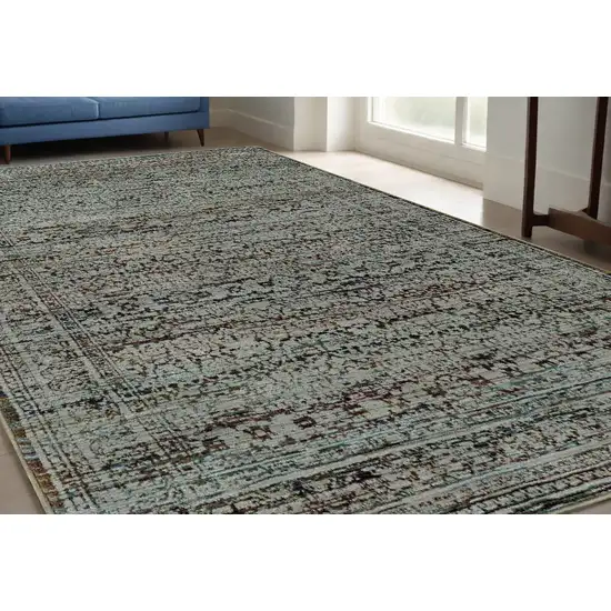 Blue Green Oriental Power Loom Area Rug Photo 1