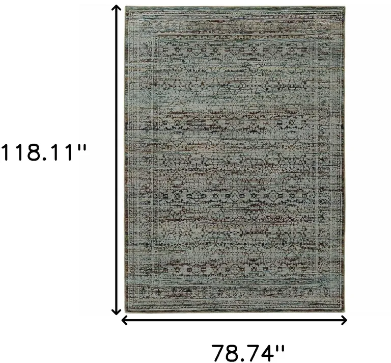 Blue And Purple Oriental Power Loom Stain Resistant Area Rug Photo 5