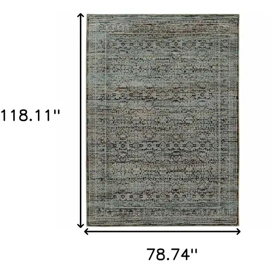 Blue And Purple Oriental Power Loom Stain Resistant Area Rug Photo 5