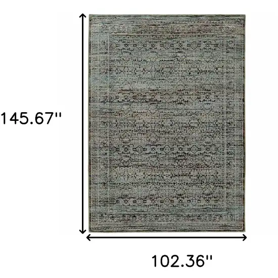 Blue And Purple Oriental Power Loom Stain Resistant Area Rug Photo 5