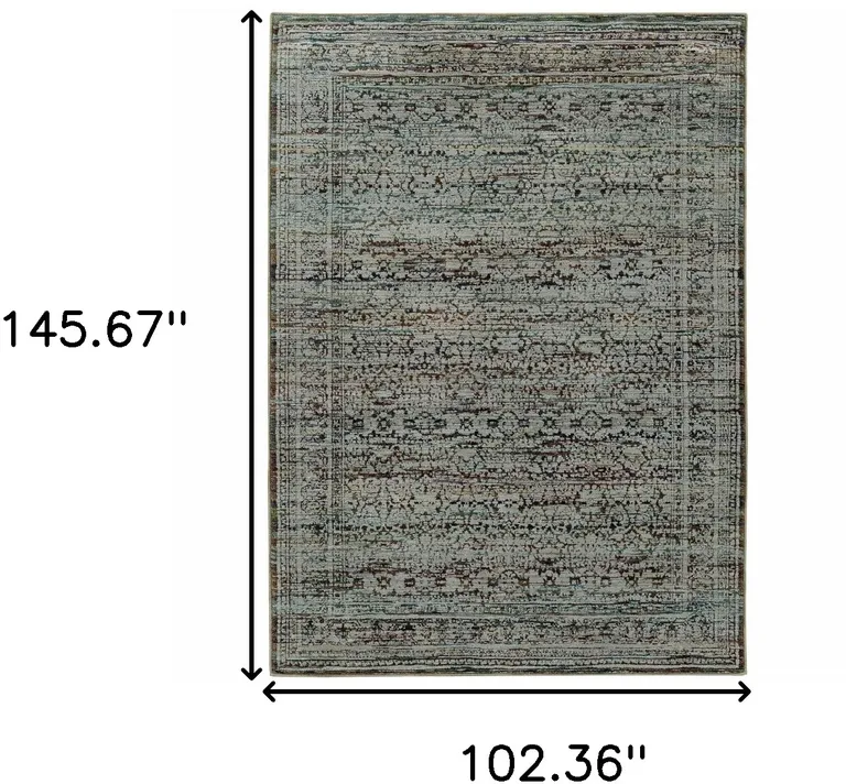 Blue And Purple Oriental Power Loom Stain Resistant Area Rug Photo 5