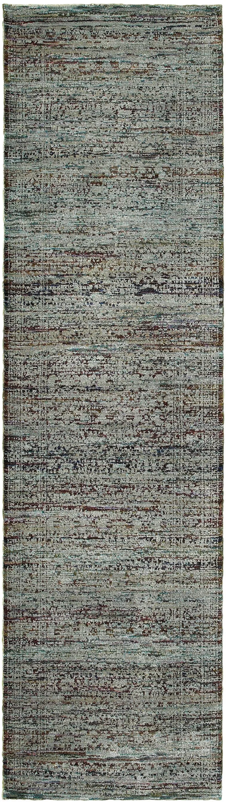 Blue And Purple Oriental Power Loom Stain Resistant Runner Rug Photo 1