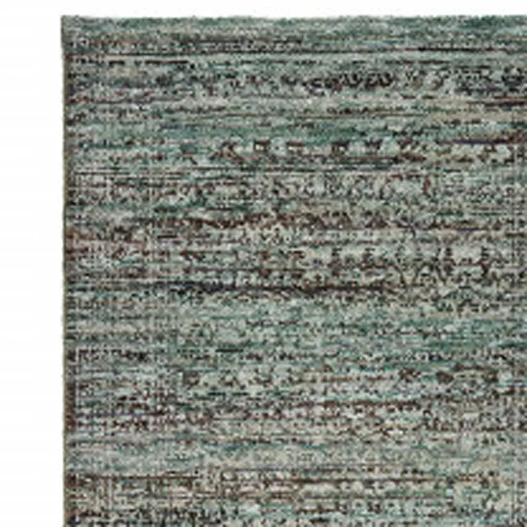 Blue And Purple Oriental Power Loom Stain Resistant Runner Rug Photo 3