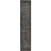 Photo of Blue And Purple Oriental Power Loom Stain Resistant Runner Rug