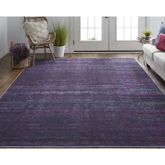 Blue And Purple Striped Power Loom Area Rug Photo 2