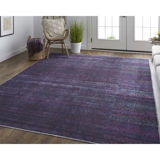 Blue And Purple Striped Power Loom Area Rug Photo 3