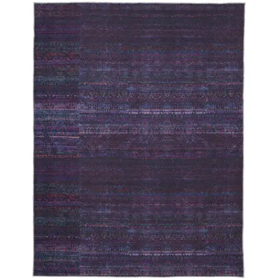 Blue And Purple Striped Power Loom Area Rug Photo 1