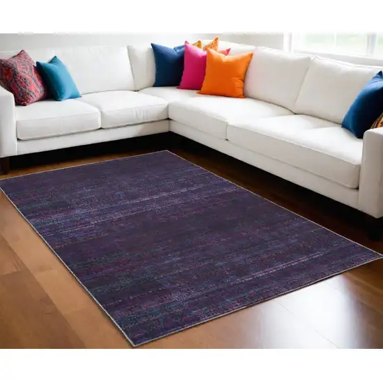 Blue And Purple Striped Power Loom Area Rug Photo 1