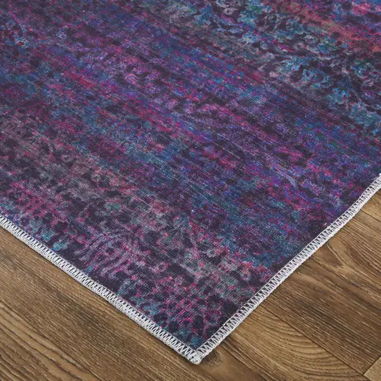 Blue And Purple Striped Power Loom Area Rug Photo 4