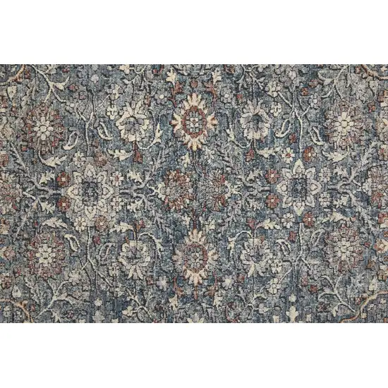 Blue And Red Floral Power Loom Stain Resistant Area Rug Photo 9