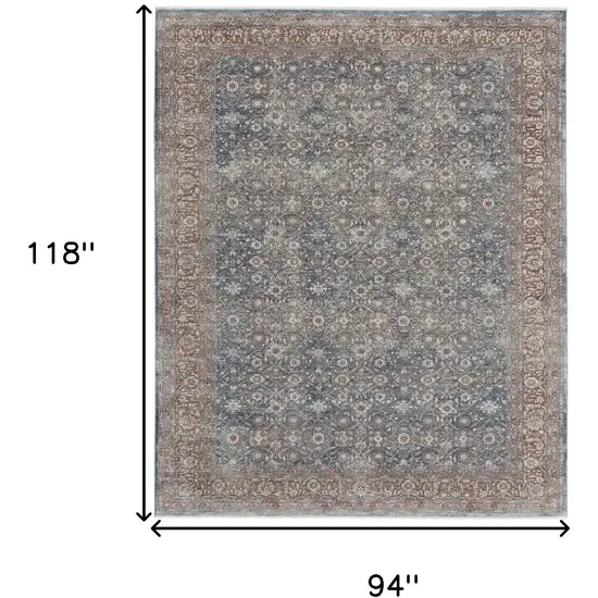 Blue And Red Floral Power Loom Stain Resistant Area Rug Photo 10