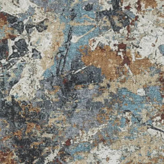 Blue And Rust Abstract Distressed Area Rug Photo 9