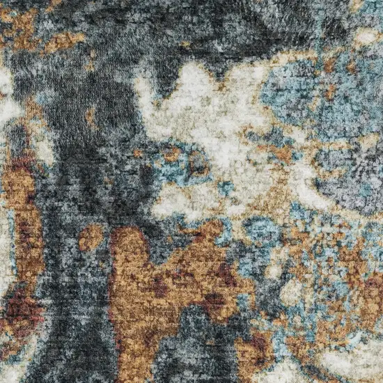 Blue And Rust Abstract Distressed Area Rug Photo 7