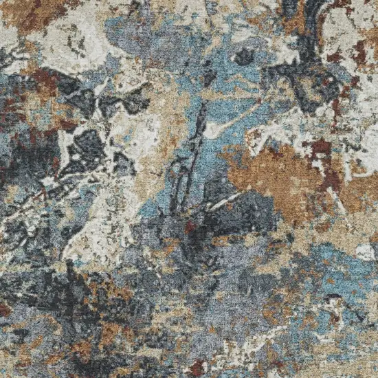 Blue And Rust Abstract Distressed Area Rug Photo 9