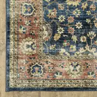 Photo of Blue And Rust Oriental Distressed Area Rug