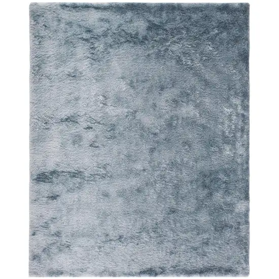 Blue And Silver Shag Tufted Handmade Area Rug Photo 1