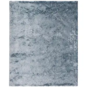 Photo of Blue And Silver Shag Tufted Handmade Area Rug