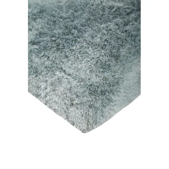 Blue And Silver Shag Tufted Handmade Area Rug Photo 8