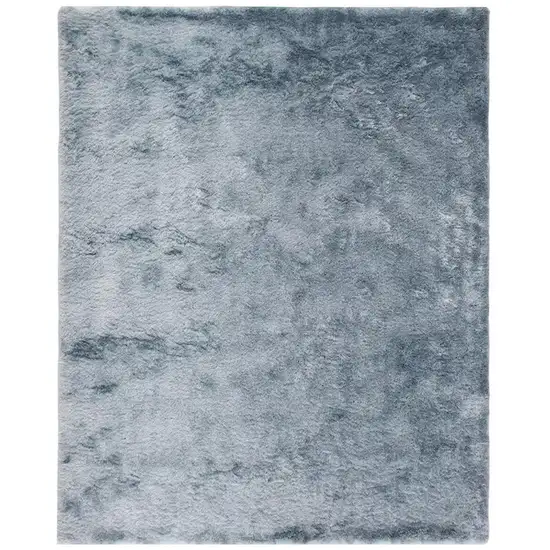 Blue And Silver Shag Tufted Handmade Area Rug Photo 2