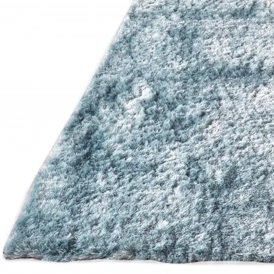 Blue And Silver Shag Tufted Handmade Area Rug Photo 3