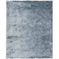 Photo of Blue And Silver Shag Tufted Handmade Area Rug