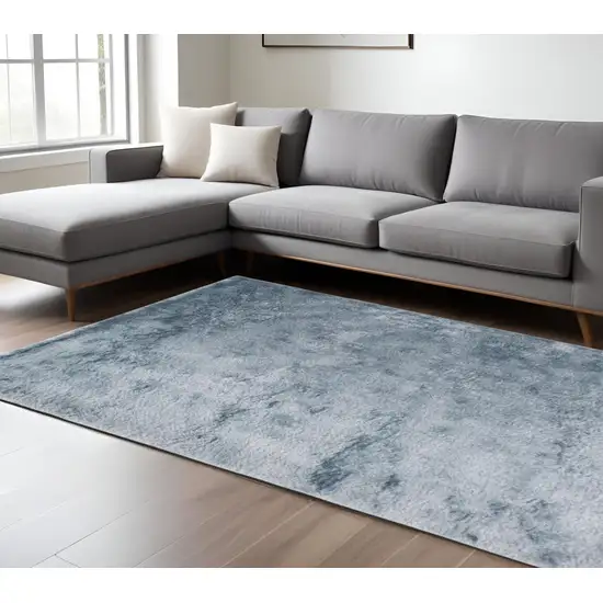 Blue and Silver Shag Hand Tufted Area Rug Photo 1