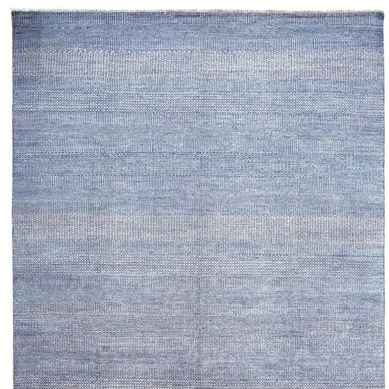 Blue and Silver Wool Striped Hand Knotted Area Rug Photo 5