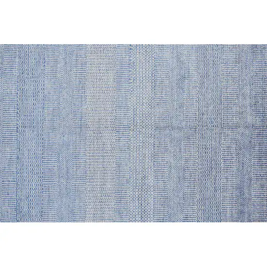 Blue And Silver Wool Striped Hand Knotted Area Rug Photo 3