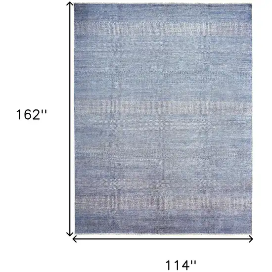 Blue And Silver Wool Striped Hand Knotted Area Rug Photo 7