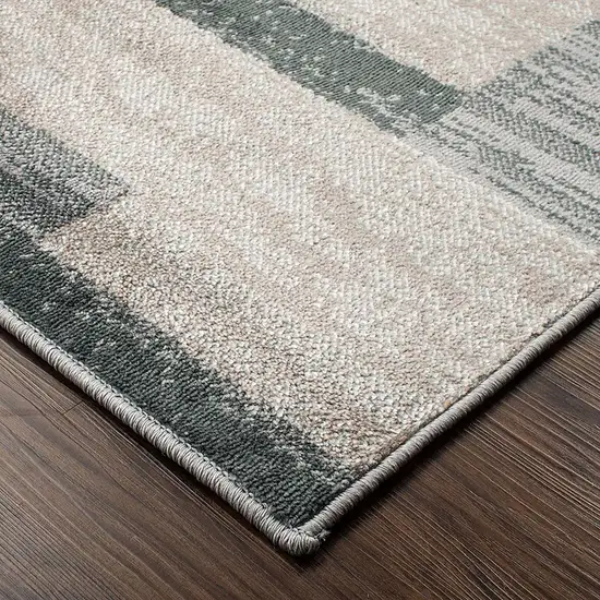 Blue And Taupe Patchwork Power Loom Stain Resistant Area Rug Photo 5