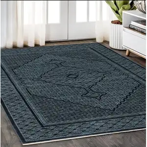 Photo of Blue And Teal Medallion Area Rug With Fringe