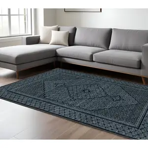 Photo of Blue And Teal Medallion Area Rug With Fringe