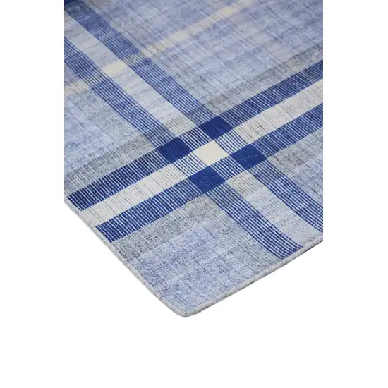 Blue And White Abstract Hand Woven Stain Resistant Area Rug Photo 5