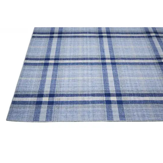 Blue And White Abstract Hand Woven Stain Resistant Area Rug Photo 2