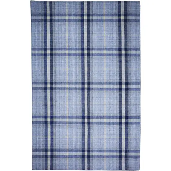 Blue And White Abstract Hand Woven Stain Resistant Area Rug Photo 1