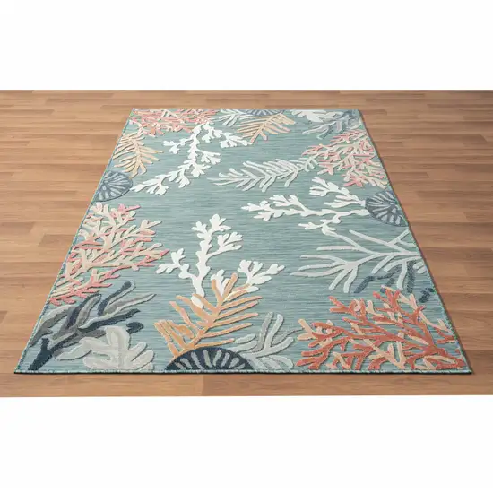 Blue And White Abstract Stain Resistant Indoor Outdoor Area Rug Photo 2