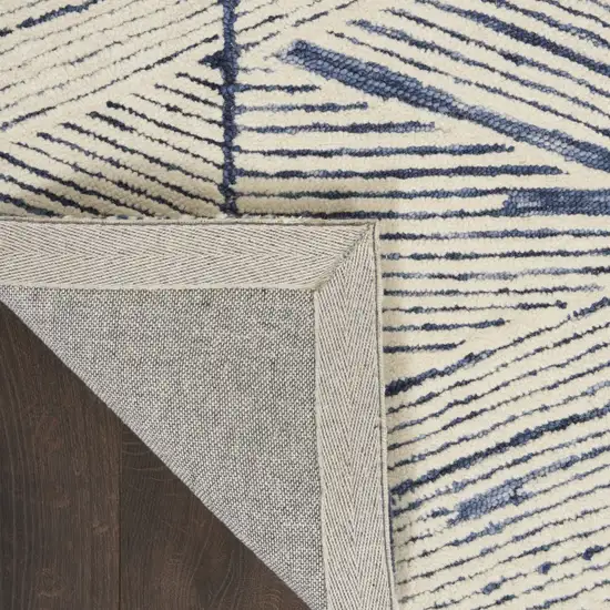 Blue And White Wool Geometric Area Rug Photo 6