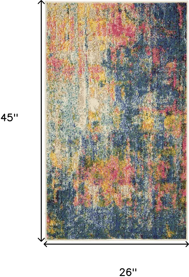 Blue And Yellow Abstract Power Loom Non Skid Area Rug Photo 5