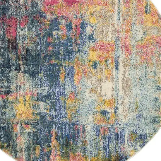 Blue And Yellow Abstract Power Loom Non Skid Area Rug Photo 3