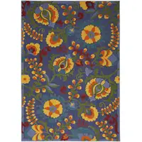 Photo of Blue And Yellow Floral Power Loom Area Rug